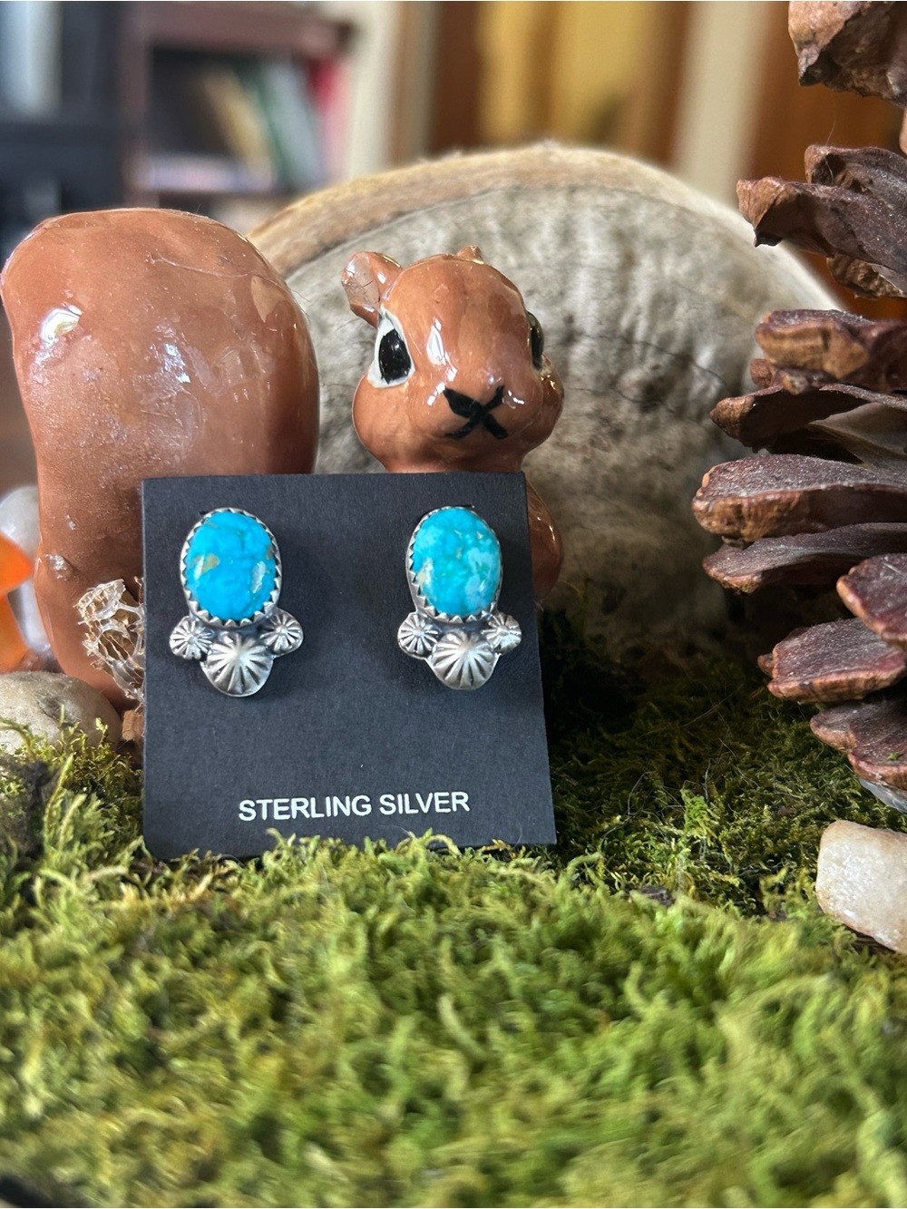 925 Sterling stunning Seyarra Bella turquoise earrings